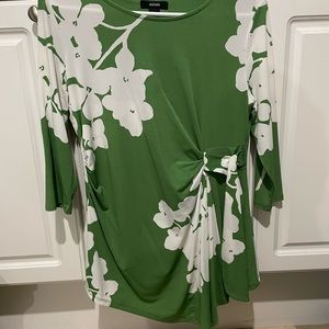 Women’s small tunic green with white floral print.